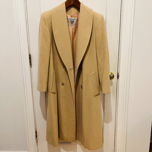 Vintage Cashmere Long Marvin Richards Over Coat Jacket Size Large - Picture 1 of 16
